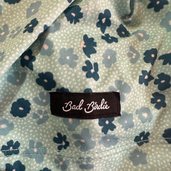 NWT Bad Birdie Men's Teal Floral Print Polyester Polo Shirt Medium MSRP $78 - Picture 7 of 7